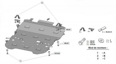 Sprängskiss för hasplåt Peugeot 3008 från 2016-2024