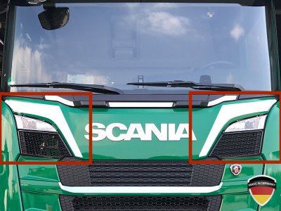 Detalj för montering på frontluckan i Rostfritt stål till Scania R/S-serien från 2017-