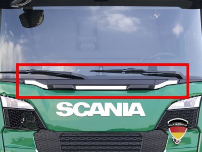 Detalj för montering under vindrutan i Rostfritt stål till Scania R/S-serien från 2017-