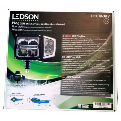 LEDSON Plogljus i LED med hel-, halv-, positionsljus & blinkers | 80W | Glas med uppvärmning!