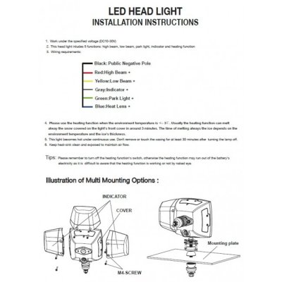 LEDSON Plogljus i LED med hel-, halv-, positionsljus & blinkers | 80W | Glas med uppvärmning!