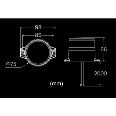 LEDSON Optoguard - Pod/Minirotella LED blixtljus | Dimensioner