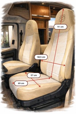 Dimensions of your seat, front side
