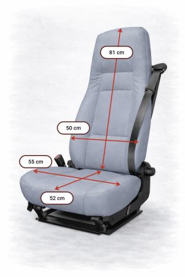 Dimensions of your seat, front side