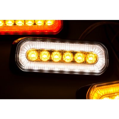 LED-blixtljus med Halo-ring i Vitt, Rött och Orange | ECE R65/R10/R91 | 12-24V