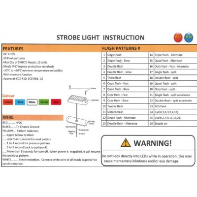 Blixtljus med 6 orange LED | ECE R65/R10 | 9-33V