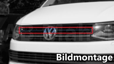 Övre grill i Rostfritt stål (Gun Metal Black) till VW T6 2016-2019 med lackerad stöfångare