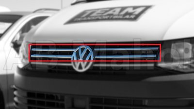 Övre grill i Rostfritt stål till VW T6 från 2016-2019 med olackerad stöfångare