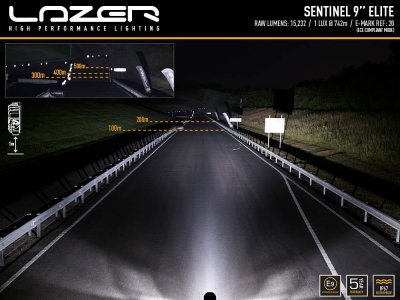 Lazer Sentinel 9 Elite-extraljus i vitt utförande med positionsljus