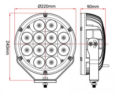 Mått för LED Extraljus 9