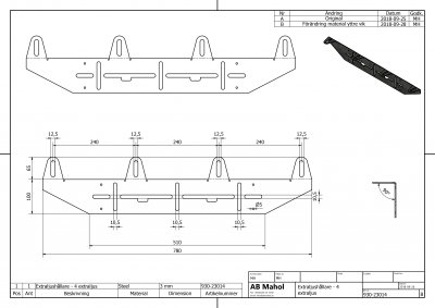Extraljusfäste för 3, 4 eller 5 extraljus (240 mm)