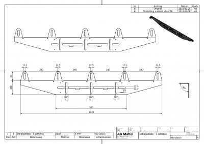 Extraljusfäste för 3, 4 eller 5 extraljus (240 mm)