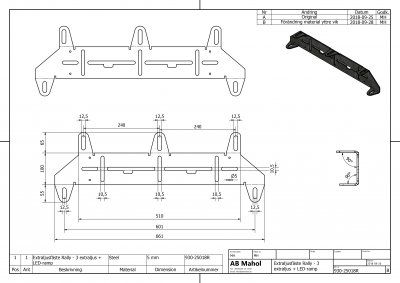 Extraljusfäste för 3 extraljus (240 mm) + 20" LED-ramp