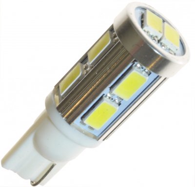 Diodlampa 12V 10xSMD xenonvit W5W