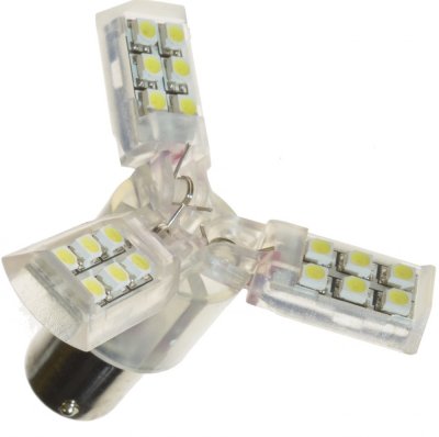 Diodlampa 12V 24xSMD 3-wing Röd BAY15d