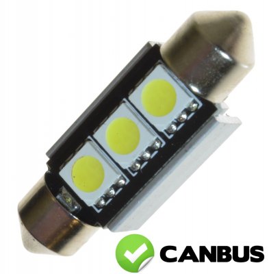 Diodlampa 12V 3xSMD xenonvit Canbus 39mm spollampa