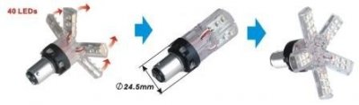 Diodlampa 12V 40xSMD 5-wing Vit BA15s
