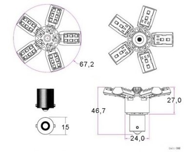 Diodlampa 12V 40xSMD 5-wing Vit BA15s