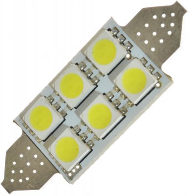 Diodlampa 12V 6xSMD 42mm Xenonvit Festoon/spollampa