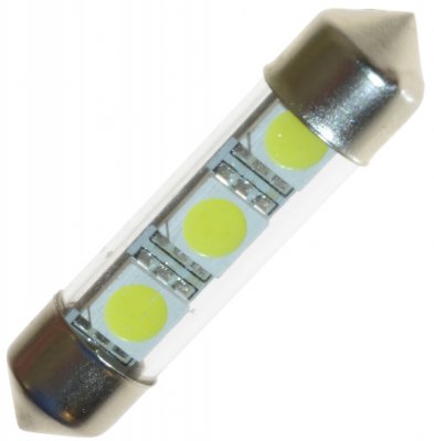 Diodlampa 12V xenonvit 3xSMD 36mm spollampa