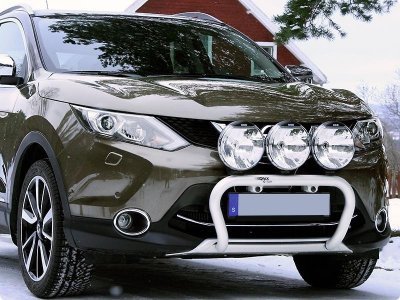 Frontbåge i Aluminium för 3 extraljus till Nissan Qashqai 2014-