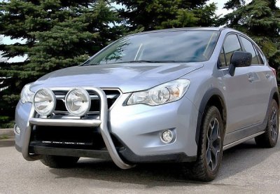 Frontbåge i Rostfritt stål för 2 extraljus till Subaru XV 2012-