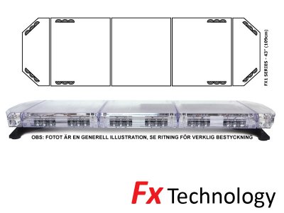 Mega-Flash FX1 - Enkelradig blixtljusramp i LED 11-30V