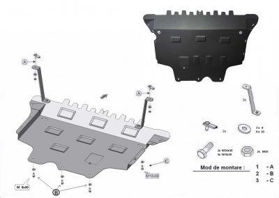 Sprängskiss för hasplåt Skoda Kodiaq från 2017-2023