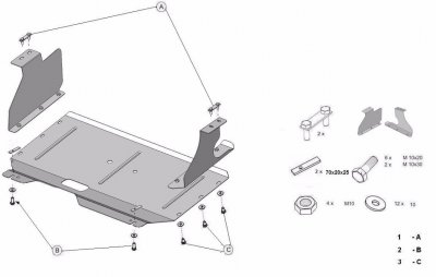 Sprängskiss för hasplåt Ford Transit från 2014-2019