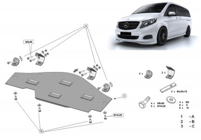 Hasplåt till Mercedes-Benz V-klass från 2014-2024