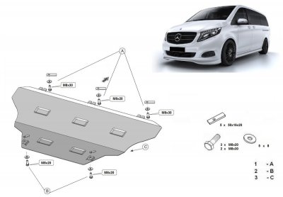 Hasplåt till Mercedes-Benz V-klass från 2014-2024