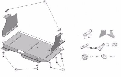 Hasplåt Ford Transit Custom från 2012-2018 | Motor och växellåda