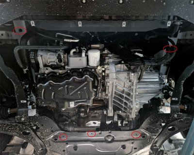 Fästpunkter för hasplåt Volkswagen Transporter T7 från 2024-