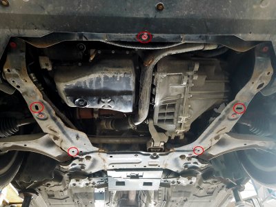 Fästpunkter för hasplåt Ford Galaxy 2006-2014