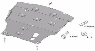 Sprängskiss för hasplåt Nissan X-Trail 2014-2021