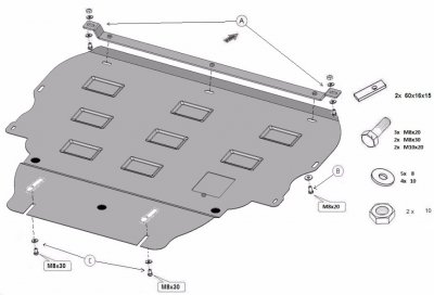 Sprängskiss för hasplåt Volvo V40 2013-2019