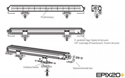 LEDSON EPIX20+ LED-ramp - 510 mm (20), 180W, Powerboost, 9-36V