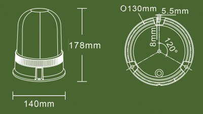 LEDSON Roterande LED-blixtljus | 36W | ECE R65
