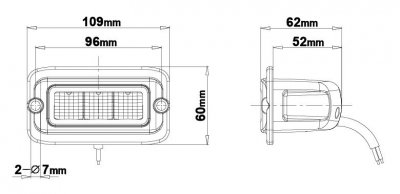 LEDSON Raptor Infälld Arbetsbelysning/backljus - 15W, bred ljusbild