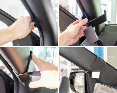 Montering av mobilhållare Chevrolet Silverado EV 2024- | Montering till höger om mittkonsolen | Montering på vänster A-stolpe