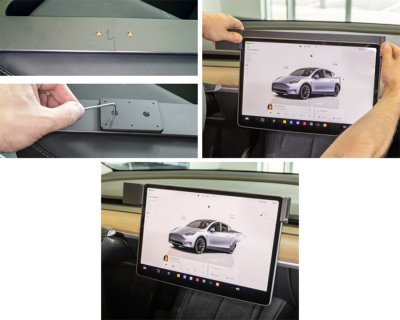 Mobilhållare Tesla Model Y från 2020- | Montering till vänster om bildskärm