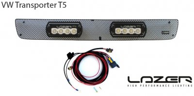 Nedre Grill inkl. 2 Lazer ST-4 till VW Transporter T5 2010-2015