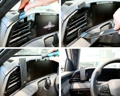 Mobilhållare Volkswagen Passat från 2024- | För montering till vänster om ratten (Luftutblås)