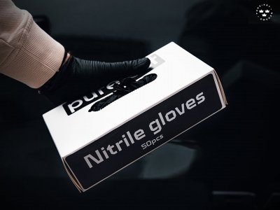 Pureest Extra långa nitrilhandskar - Svart - 25 pack