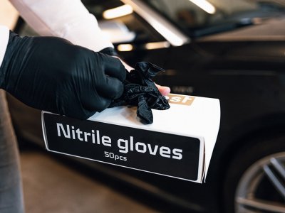 Pureest Extra långa nitrilhandskar - Svart - 25 pack