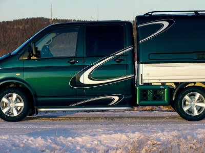 Sidorör i Aluminium till VW T5/T6 Pickup Dubbelhytt 2003-/10-/16-