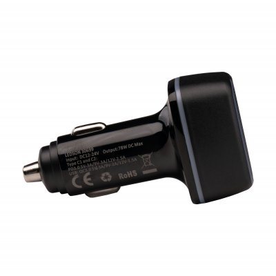 USB-snabbladdare cigg-plugg (3 portar) | 12-24V/78W