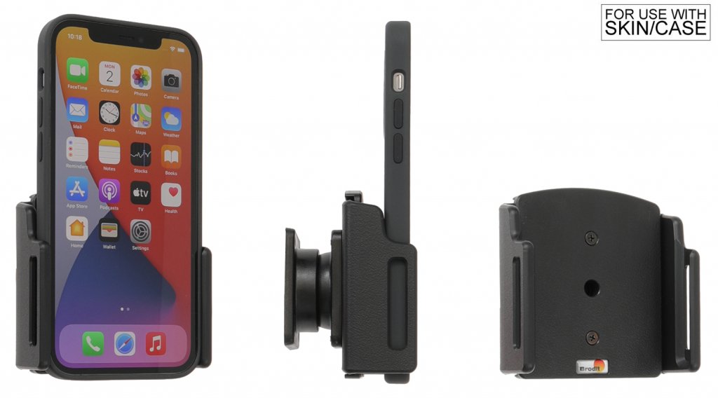Product Image for Telefonhållare från Brodit - Justerbar hållare för enheter med skal/skin | Bredd 75-89 mm | Tjocklek: 8-12 mm