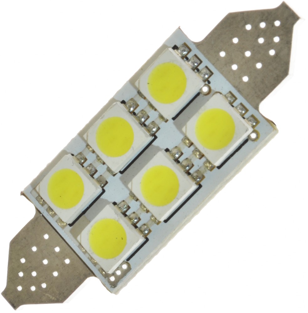 Diodlampa 12V 6xSMD 42mm Xenonvit Festoon/spollampa