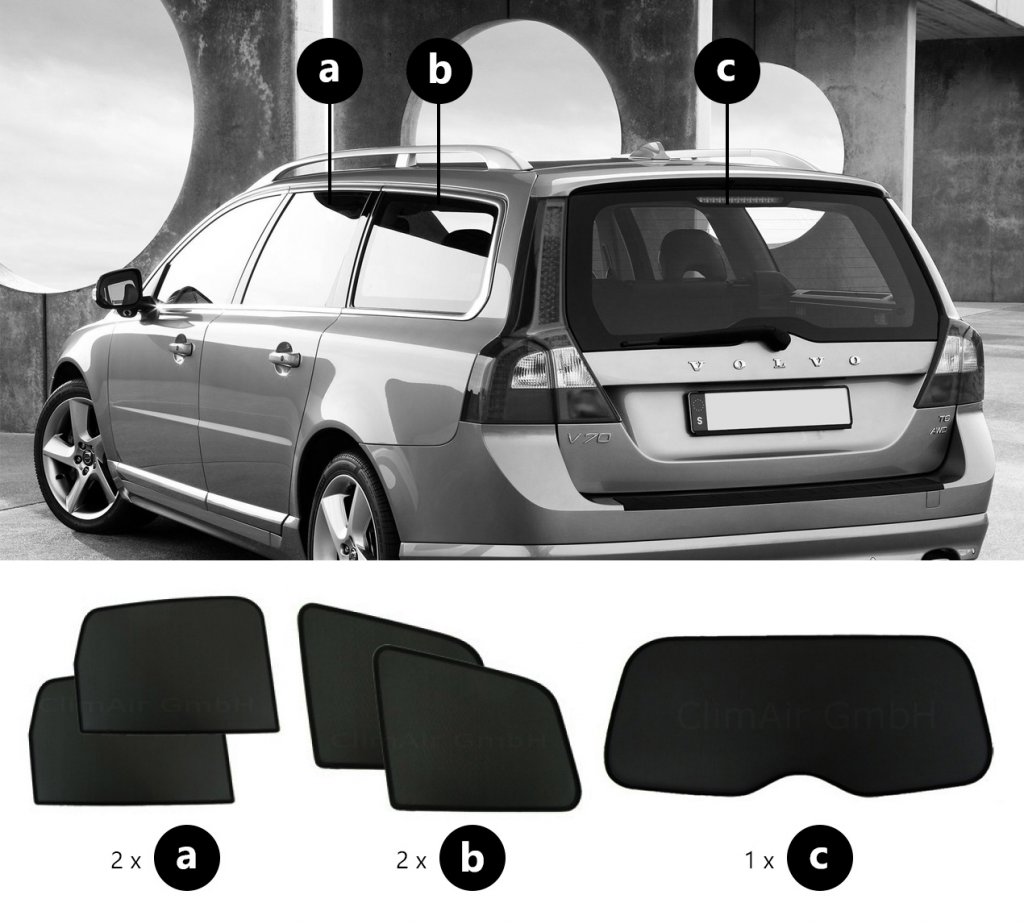 Solskydd till Volvo V70 från 2008-2016